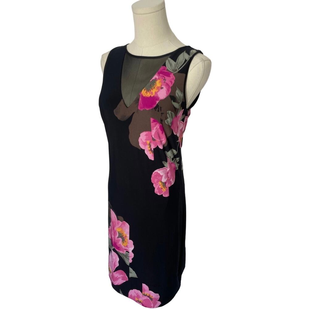 White House black market classy pink floral black dress XS / SMALL